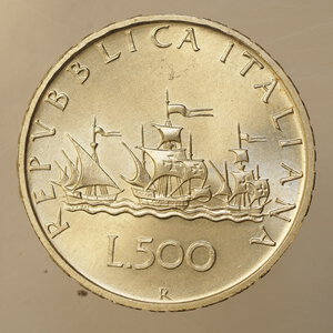 reverse: REPUBBLICA ITALIANA – ARGENTO – 500 LIRE Ag. CARAVELLE DA SERIE ANNUALE 1999
