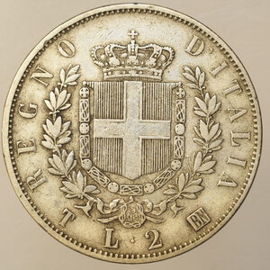 reverse: REGNO D ITALIA – VITT.EM.II – 2 LIRE STEMMA 1863 TORINO