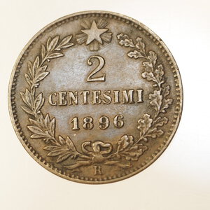 reverse: REGNO D ITALIA – UMBERTO I – 2 CENTESIMI 1896 – RR BB