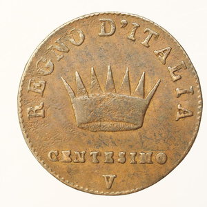 reverse: PREUNITARIE – NAPOLEONE IMPERATORE E RE -  1 CENTESIMO 1810 V