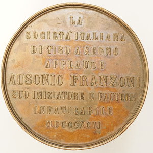 reverse: MEDAGLIA – BUENOS AIRES - SOCIETà ITALIANA DI TIRO A SEGNO 1896 - 87.74 GRAMMI - 56 MM DIAMETRO