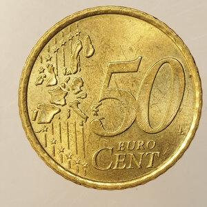 reverse: CURIOSITÀ – 50 CENTESIMI ITALIA 2002 LEGGERMENTE DECENTRATO