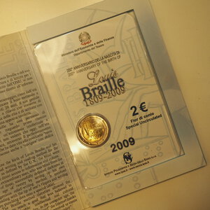 reverse: EURO – FOLDER 2 EURO LOUIS BRAILLE 2009 - 