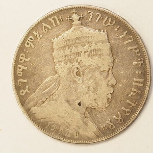 obverse: Etiopia - Imperatore Menelik II (1889 - 1931) - 1 birr ARGENTO -  1895-1897