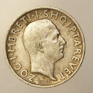 obverse: ESTERO – Ag. - ALBANIA – 1 FRANG.AR 1935