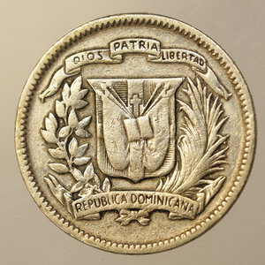reverse: ESTERO – Ag. - REPUBBLICA DOMINICANA – 10 CENTAVOS 1956