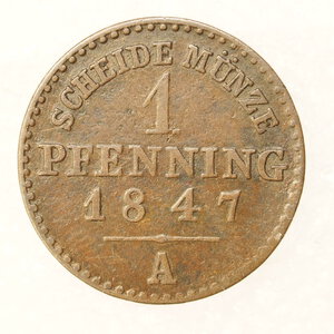 reverse: GERMANIA – PRUSSIA 1 PFENNIG 1847A