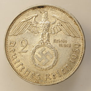 obverse: GERMANIA – ARGENTO – TERZO REICH – 2 MARCHI 1939B