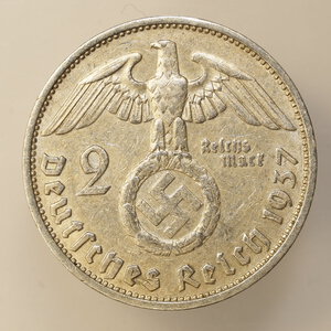 obverse: GERMANIA – ARGENTO – TERZO REICH – 2 MARCHI 1937F