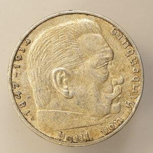 reverse: GERMANIA – ARGENTO – TERZO REICH – 2 MARCHI 1938A