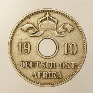 reverse: ESTERO – GERMANIA -  OST-AFRIKA – AFRICA ORIENTALE – 10 HELLER 1910 J 