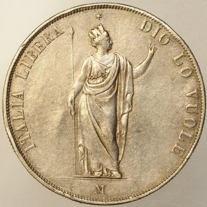 obverse: PREUNITARIE – GOVERNO PROVVISORIO DI LOMBARDIA – 5 LIRE ITALIANE 1848 – EX SPILLA