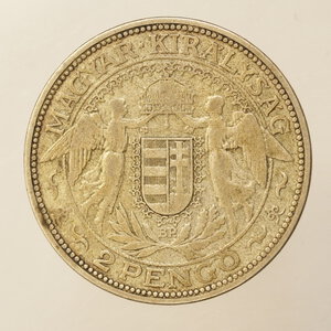 obverse: ESTERO – Ag. - UNGHERIA – 2 PENGO 1929