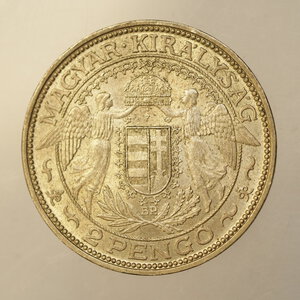 obverse: ESTERO – Ag. -  UNGHERIA – 2 PENGO 1938