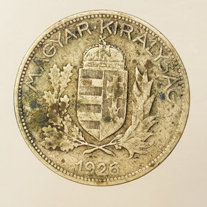 reverse: ESTERO – UNGHERIA – 1 PENGO 1926 AG.