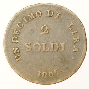 reverse: PREUNITARIE – TOSCANA – 2 SOLDI 1805 – 1 CAPOVOLTO – 17.105 CONIATE – R