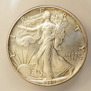 obverse: STATI UNITI – ONCIA LIBERTY ARGENTO – DOLLARO – 1990