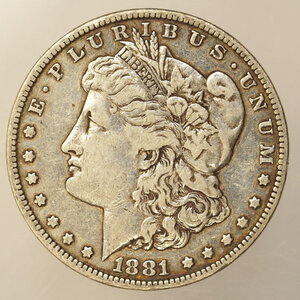 obverse: STATI UNITI – DOLLARO MORGAN ARGENTO – ANNO 1881 O