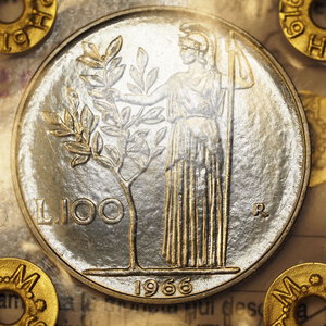reverse: REPUBBLICA ITALIANA – 100 LIRE 1966 – FDC - PERIZIATA