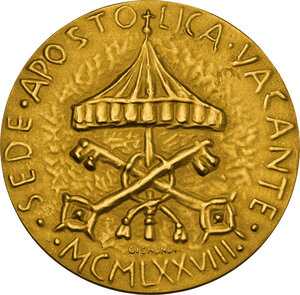 obverse: Sede Vacante (1978). Medaglia emessa dal Cardinale Camerlengo Jean Villot