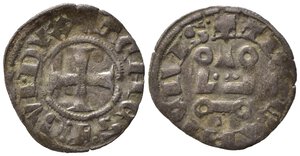 obverse: Oriente Latino. Tebe. Guglielmo I de la Roche. 1280-1287. Denaro tornese. Mi (0,60 g). qBB.