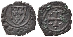 obverse: BRINDISI. Carlo I d Angiò (1266-1278). Denaro Mi (0,66 g). Croce uncinata - Scudo con tre gigli. MIR 357 R2. qBB