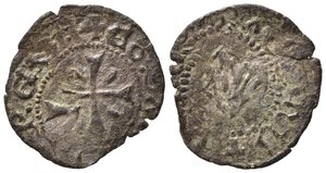 obverse: CAGLIARI. Giovanni I d Aragona (1387-1396). Alfonsino Minuto Mi (0,38 g). Stemma - Croce. MIR 8 - R4. qBB