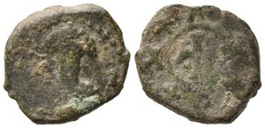 obverse: CAPUA. Ruggero II (1130-1154). Follaro Cu (1,78 g). Busto frontale nimbato - Croce patente. MIR 397. MB