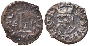 obverse: NOVELLARA. Alfonso II Gonzaga (1644-1678). Quattrino 1661 con Volto Santo del tipo Lucca. Cu (0,66 g). MIR 888 R3 var. NOVL; Bellesia 14/b. BB