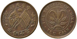 obverse: CINA. REPUBBLICA. 10 cash senza data (ca. 1920). Y#306.1. BB