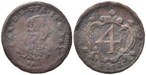 obverse: NAPOLI. Carlo di Borbone (1734-1759). 4 cavalli 1757. Cu. Magliocca 174. Raro. MB