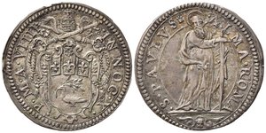 obverse: ROMA. Stato Pontificio. Innocenzo X (1644-1655). Giulio Anno IX. Ag (3,12 g). Muntoni 44. SPL+ 