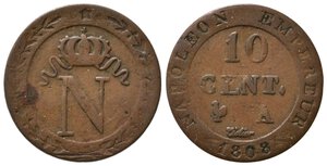 obverse: FRANCIA. Napoleone I. 10 Centimes 1808 A. Gad.190. qBB