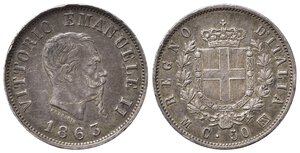 obverse: Vittorio Emanuele II (1861-1878). 50 centesimi 