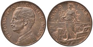 obverse: Vittorio Emanuele III (1900-1943). 5 centesimi 1918 