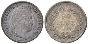 obverse: FRANCIA. Louis Philippe I (1830-1848). 50 centimes 1846 A. Ag. BB