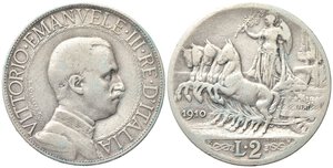 obverse: Vittorio Emanuele III (1900-1943). 2 Lire 1910 