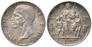 obverse: Vittorio Emanuele III (1900-1943). 5 lire 1936. Gig. 83. qSPL
