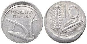 obverse: REPUBBLICA ITALIANA. 10 lire 1953 