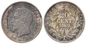 obverse: FRANCIA. Napoleone III (1852-1870). 20 centimes 1860 A. Ag. SPL+