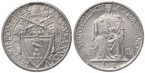 obverse: VATICANO. Pio XII (1939-1958). 1 lira 1942 Roma. Gig. 214. Colpetti al bordo. qFDC