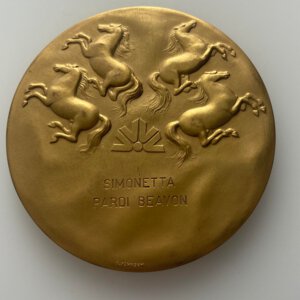 reverse: ROMA. Medaglia Banco di Roma 1980. AE dorato (155 g - 71 mm). Opus Veroi. FDC