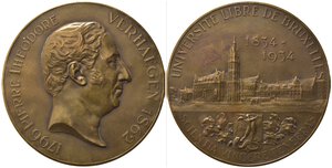 obverse: BELGIO. Medaglia Università di Bruxelles 1934. Pierre Theodore Verhaegen. AE (90 g - 65 mm). SPL