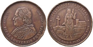 obverse: FRANCIA. Pio IX (1846-1878). Medaglia Pellegrinaggio di Pibrac 1867. AE (46,4 g - 50,6 mm). BB