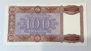 reverse: ALBANIA. Occupazione Italiana. 100 Franchi 1944. qFDS