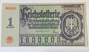 obverse: GERMANIA. Terzo Reich. Biglietto della lotteria 22-23 dicembre 1936. 1.600.000 ReichsMark. qFDS
