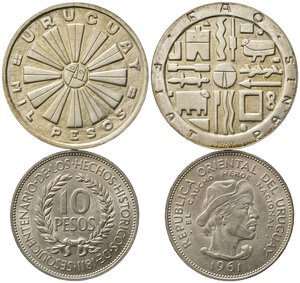 obverse: ESTERE. URUGUAY. Lotto di 2 monete in argento. SPL-FDC