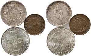 obverse: ESTERE. Lotto di 3 monete (di cui 2 in argento). Sao Tome - India britannica - Uruguay. SPL