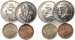 obverse: ESTERE. Lotto di 4 monete (Nuova Caledonia, Nuove Ebridi, Guinea). FDC