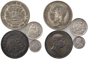 obverse: ESTERE. Lotto di 4 monete in argento (Austria, Venezuela, Peru, Rhodesia). BB